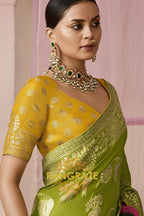 Mehendi Gold: Designer Banarasi Silk Saree