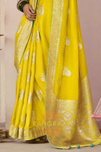 Sunshine Teal: Designer Banarasi Silk Saree