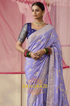 Lavender Royale: Designer Banarasi Silk Saree