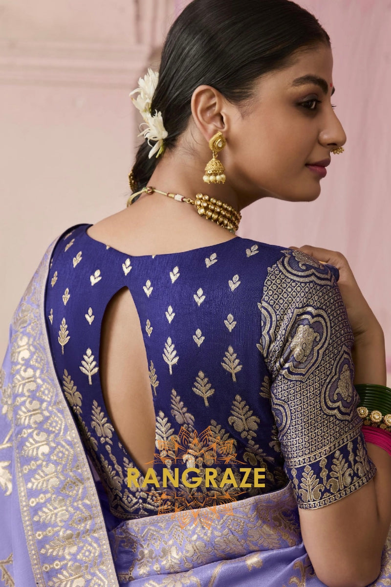 Lavender Royale: Designer Banarasi Silk Saree