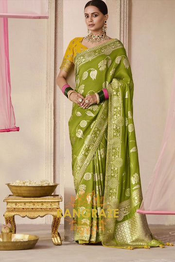 Mehendi Gold: Designer Banarasi Silk Saree