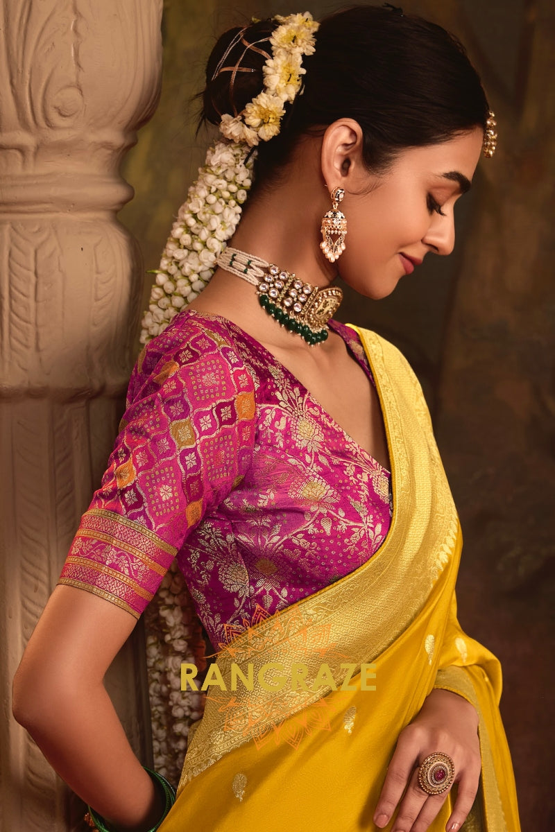 Golden Radiance Banarasi Silk Saree with Regal Charm