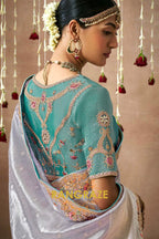 Moonlight Elegance: Designer Embellished Bridal Silk Saree
