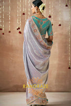 Moonlight Elegance: Designer Embellished Bridal Silk Saree