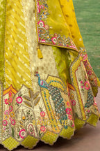 Chartreuse Garden Embroidered Bridal Lehenga with Floral Heritage Motifs