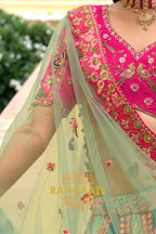 Emerald Rose Heritage Embroidered Bridal Lehenga with Floral Motifs