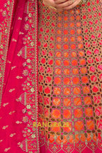 Ruby Heritage Cutwork Embroidered Bridal Lehenga with Traditional Motifs
