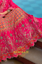Ruby Heritage Cutwork Embroidered Bridal Lehenga with Traditional Motifs