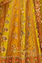 Mustard Heritage Embroidered Bridal Lehenga with Floral & Traditional Motifs