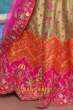 Fuchsia Royal Heritage Embroidered Bridal Lehenga with Gold Accents