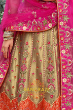 Fuchsia Royal Heritage Embroidered Bridal Lehenga with Gold Accents