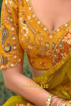Mustard Heritage Embroidered Bridal Lehenga with Floral & Traditional Motifs