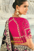 Black Pure Silk Designer Embroidered Saree with Heavy Blouse & Pallu Work