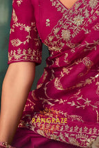 Magenta Designer Embroidered Saree with Heavy Blouse & Pallu Work