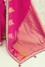 Rani Pink Designer Embroidered Saree with Heavy Blouse & Pallu Work