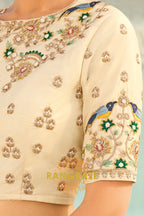 Yellow Pure Silk Designer Embroidered Saree with Heavy Blouse & Pallu Work