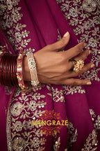 Plum Purple Designer Embroidered Saree with Heavy Blouse & Pallu Work
