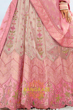 Blush Pink and Beige Embroidered Silk Lehenga Set