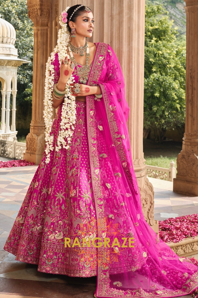 Rani Aabha Double-Dupatta Bridal Banarasi Silk Lehenga – A Symphony of Radiant Grandeur