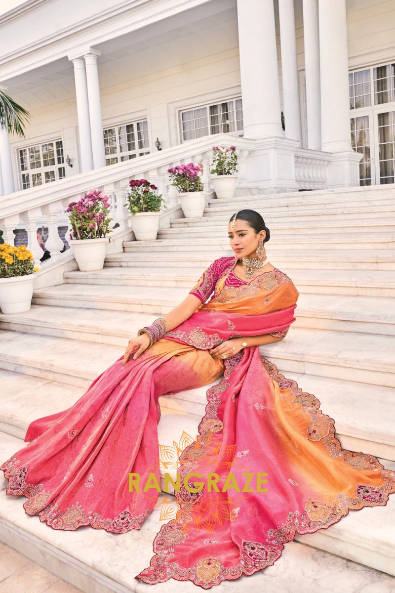 Sunset Royale Designer Crepe Jacquard Saree