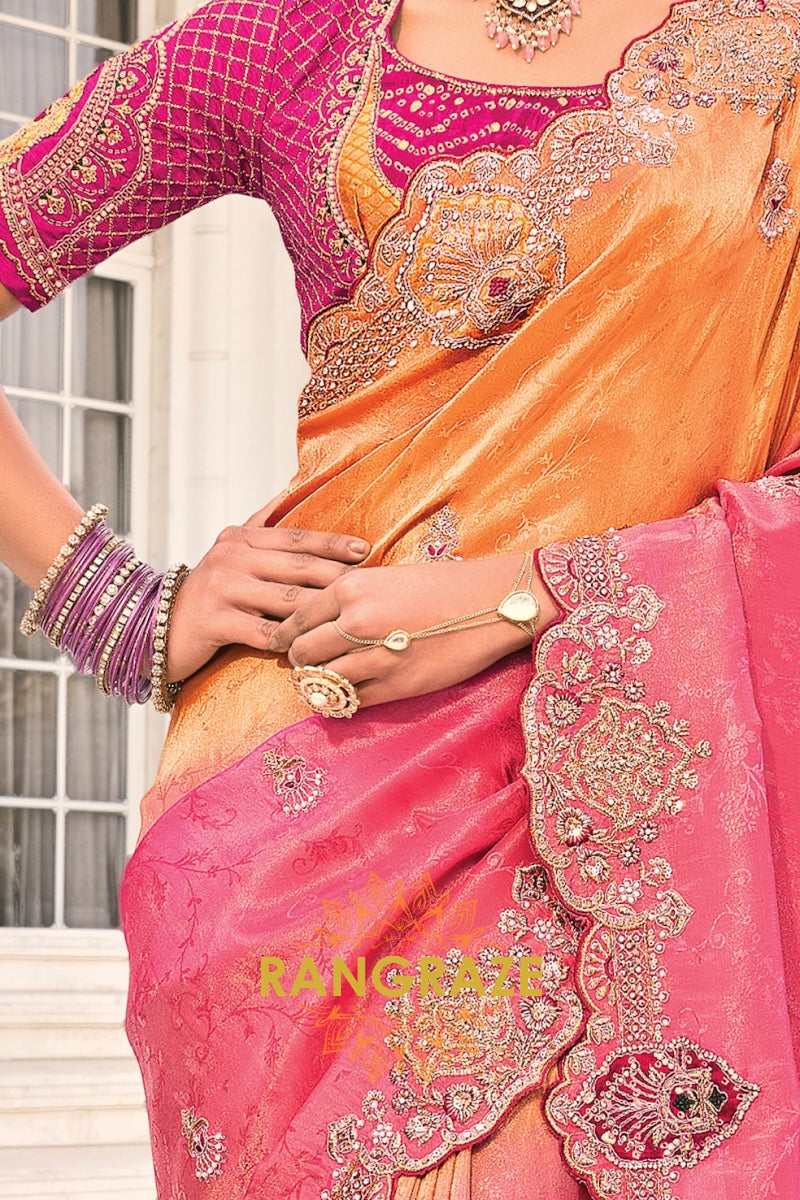 Sunset Royale Designer Crepe Jacquard Saree