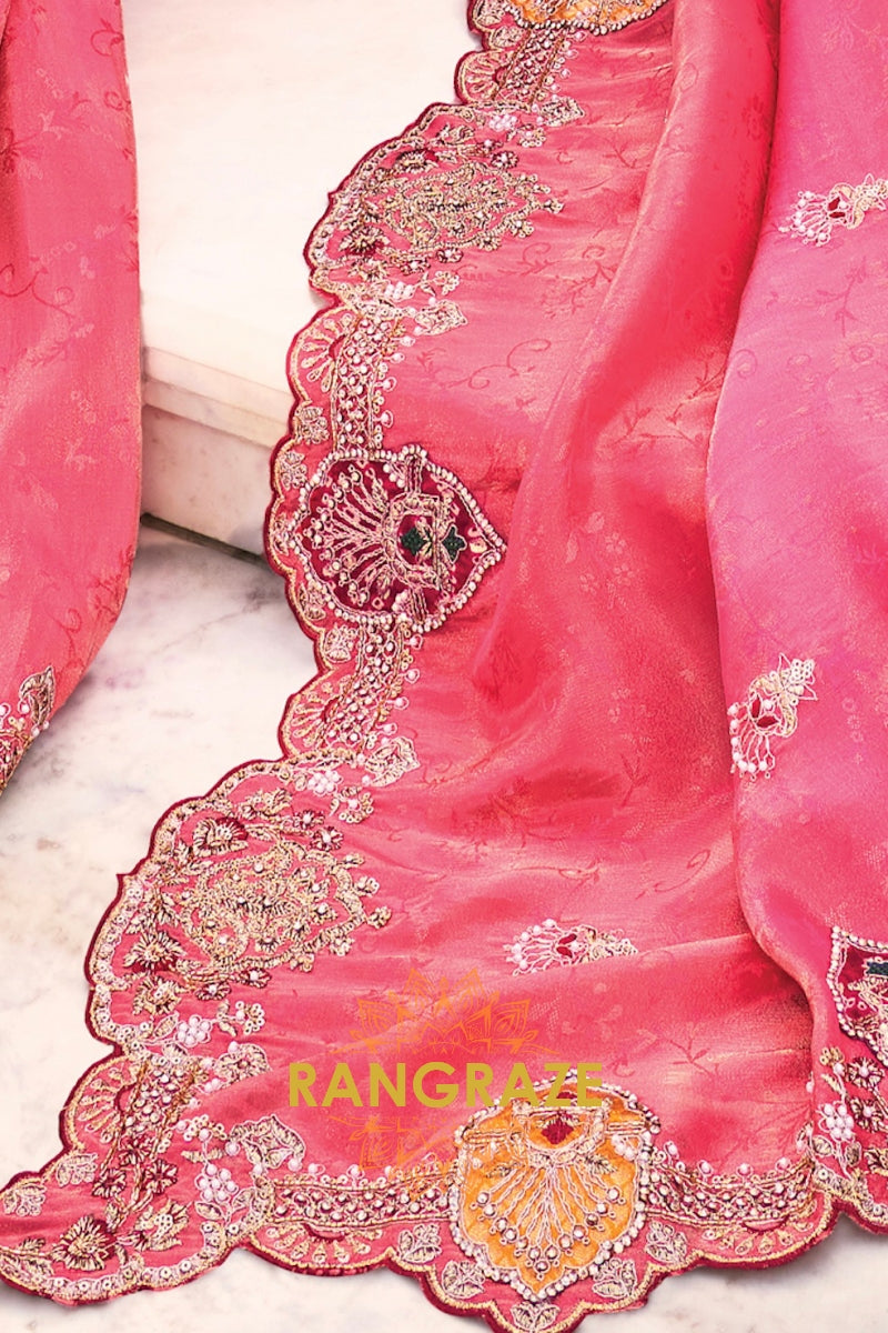 Sunset Royale Designer Crepe Jacquard Saree