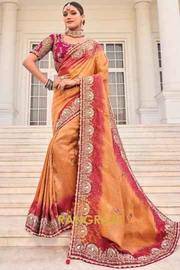 Regal Crimson & Gold Designer Jacquard Saree