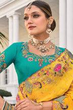 Regal Yellow Designer Embroidered Banarasi Zari Silk Saree