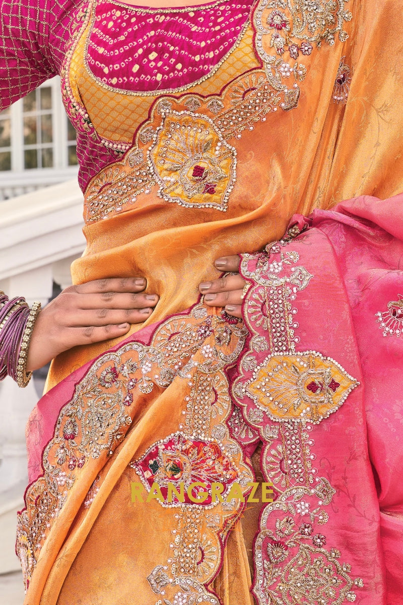 Sunset Royale Designer Crepe Jacquard Saree