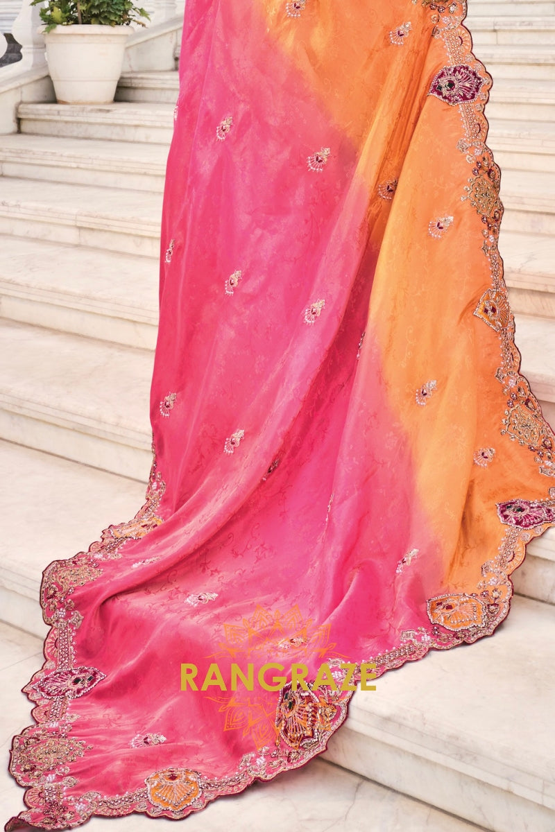 Sunset Royale Designer Crepe Jacquard Saree