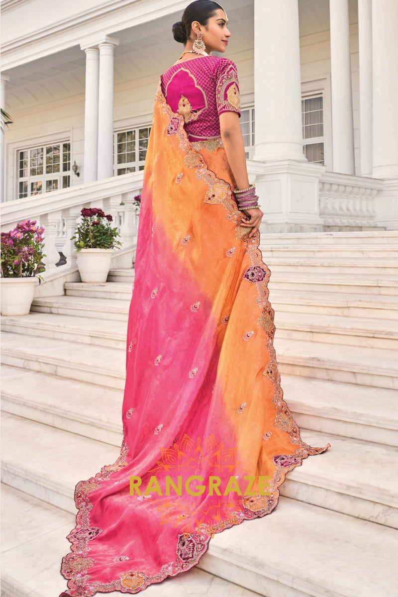 Sunset Royale Designer Crepe Jacquard Saree