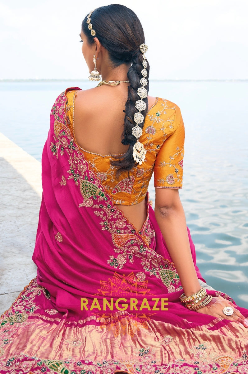 Rani Radiance: Designer Gajji Satin Silk Saree