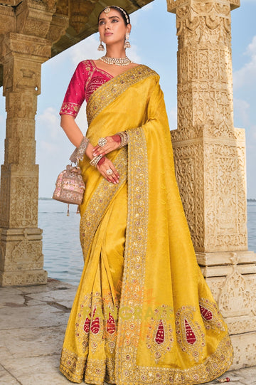 Mustard Royale: Designer Jacquard Crape Saree