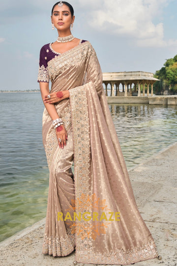 Peach Elegance: Designer Kanjivaram Butti Saree