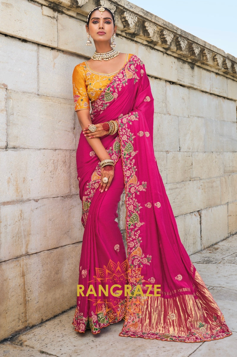 Rani Radiance: Designer Gajji Satin Silk Saree