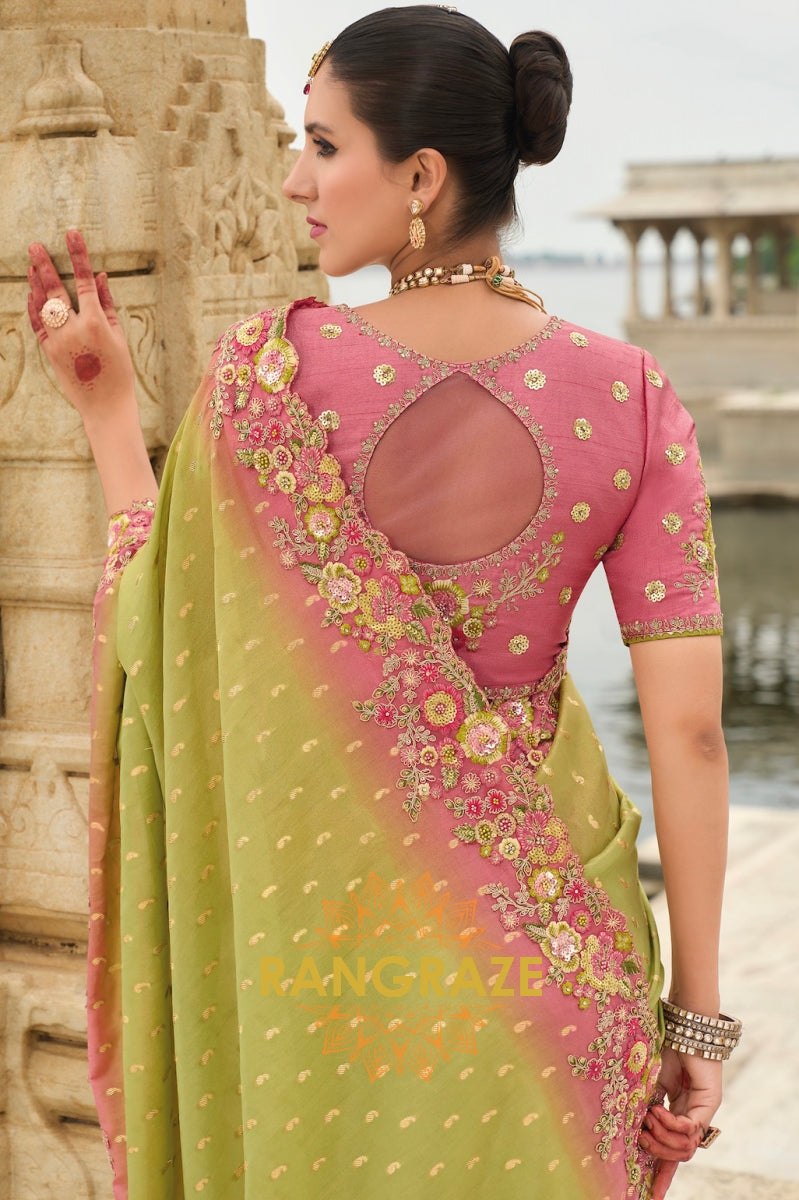 Pastel Bloom Elegance: Designer Embroidered Saree