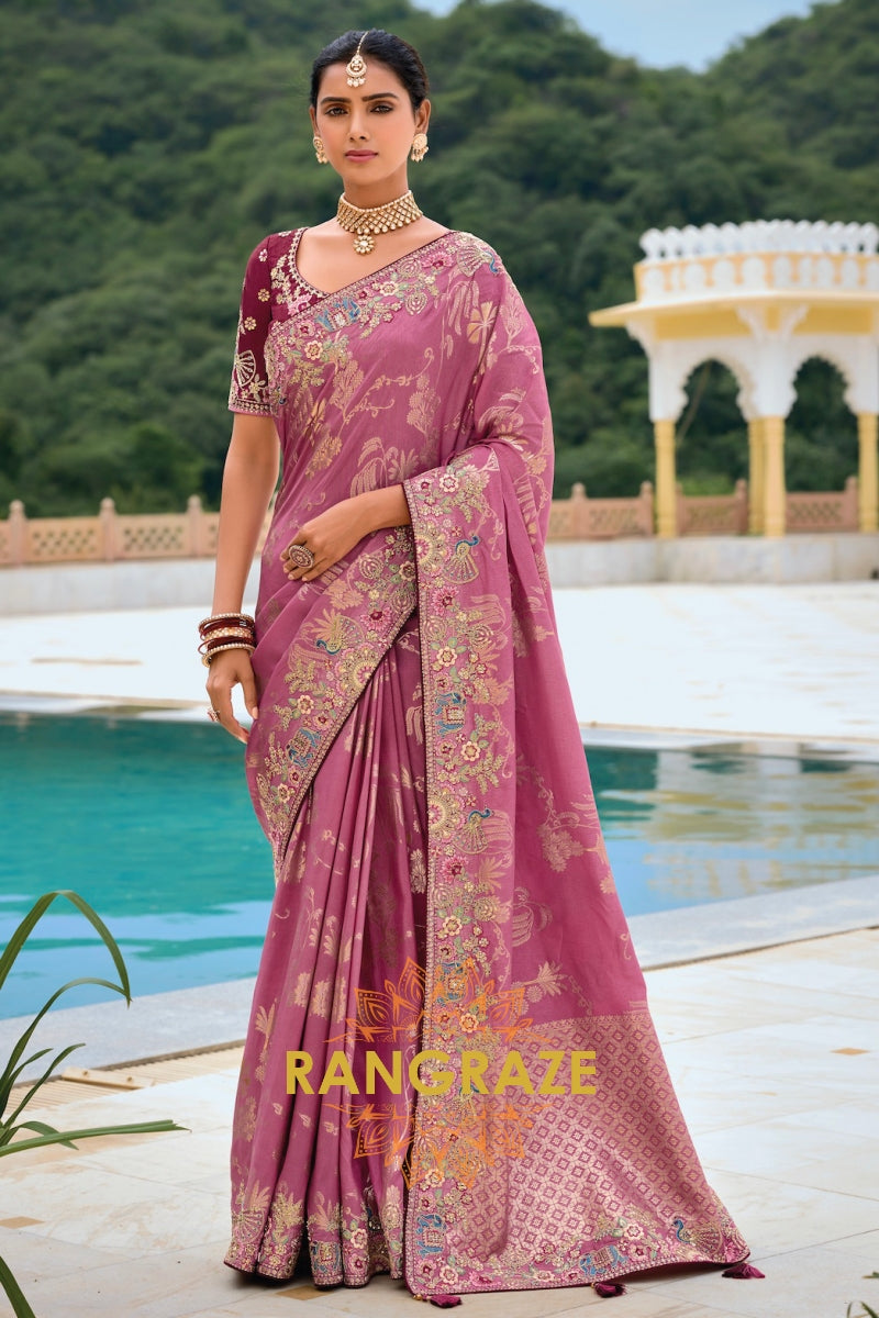 Royal Garnet Heritage Silk Saree