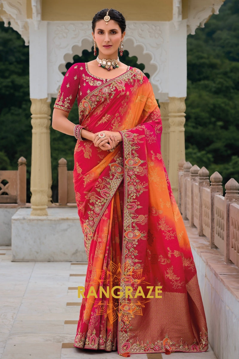 Designer Sunset Radiance Silk Saree