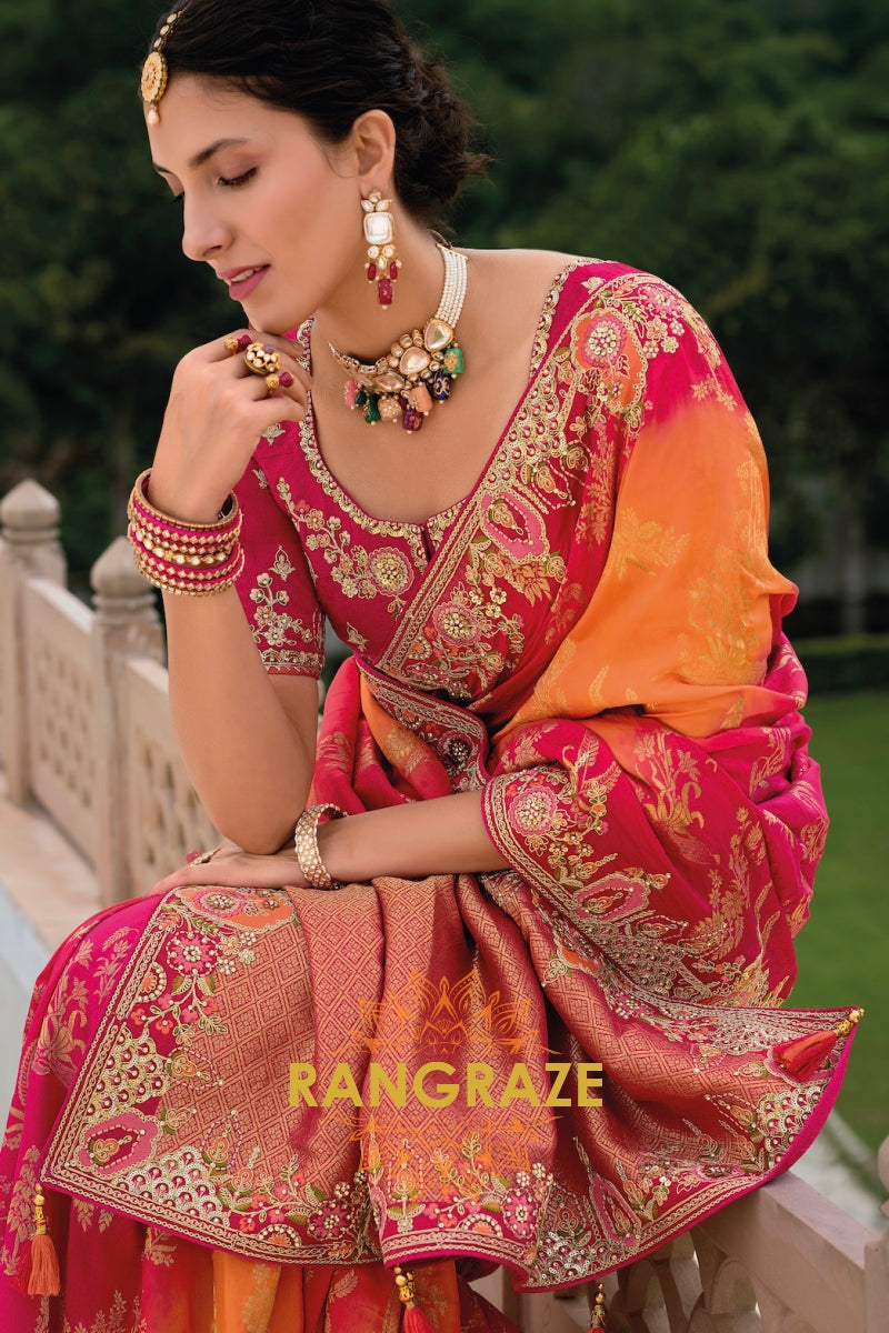 Designer Sunset Radiance Silk Saree