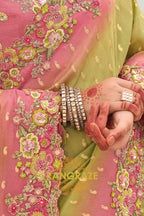 Pastel Bloom Elegance: Designer Embroidered Saree