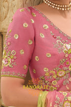 Pastel Bloom Elegance: Designer Embroidered Saree