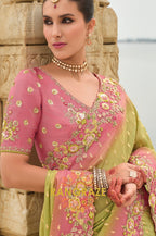 Pastel Bloom Elegance: Designer Embroidered Saree