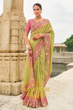 Pastel Bloom Elegance: Designer Embroidered Saree