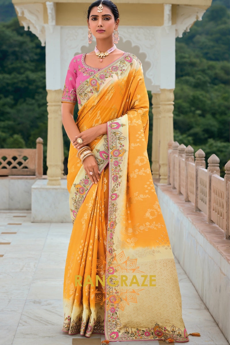 Designer Sun-Kissed Splendor Silk Saree