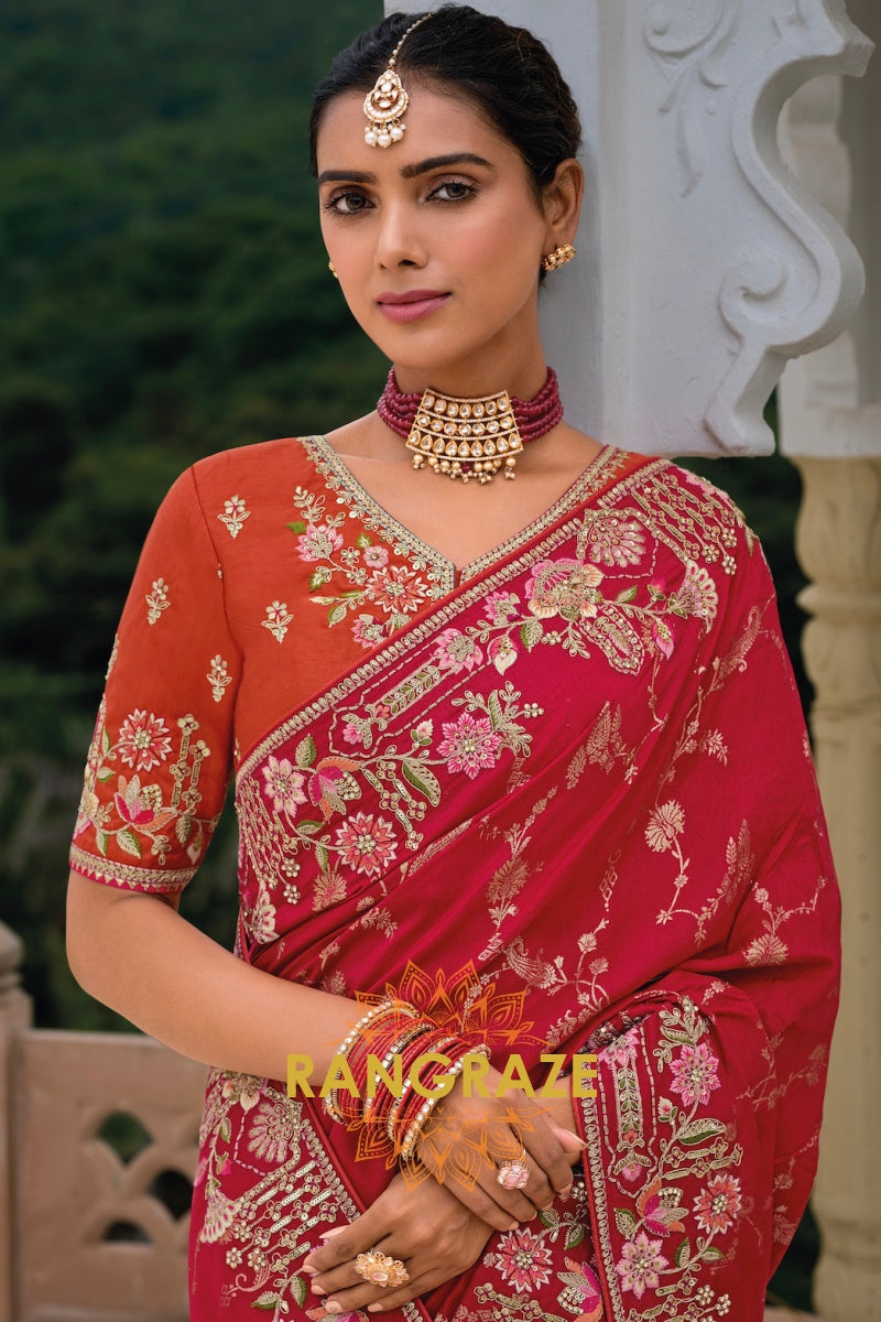 Majestic Ruby Designer Silk Saree