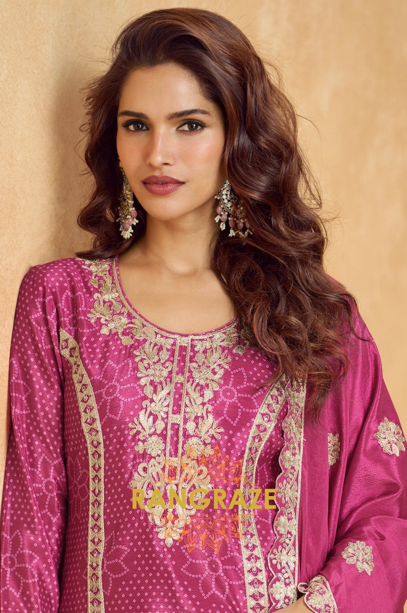 Rani Pink Regal Embroidered Suit Set