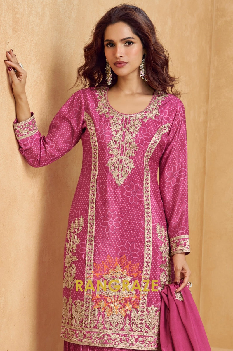 Rani Pink Regal Embroidered Suit Set