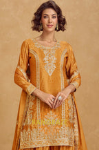Golden Radiance Embroidered Chinon Suit Set
