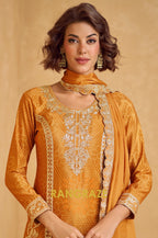 Golden Radiance Embroidered Chinon Suit Set