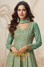 Green Embroidered Sharara Suit Set